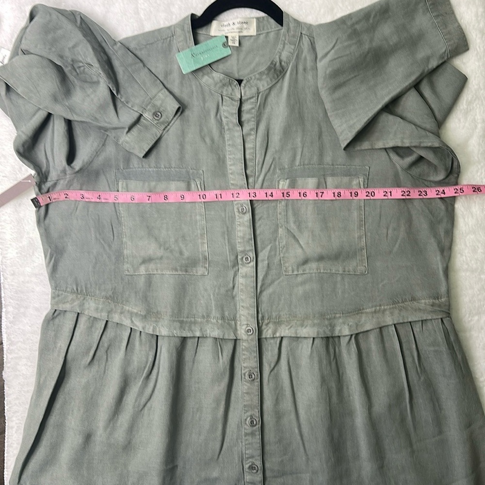 NWT-Anthropologie -Cloth and stone-Size-1X-Gray Button-Down Dress- - Picture 5 of 16